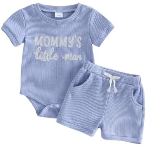 Tsultryofs Baby Boy Summer Clothes Newborn Infant Outfit Letter Embroidery Print Short Sleeve Romper with Shorts 2Pcs Set