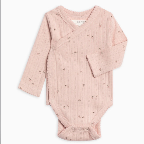 Hilda Brushed Back Pointelle Long Sleeve Kimono Bodysuit