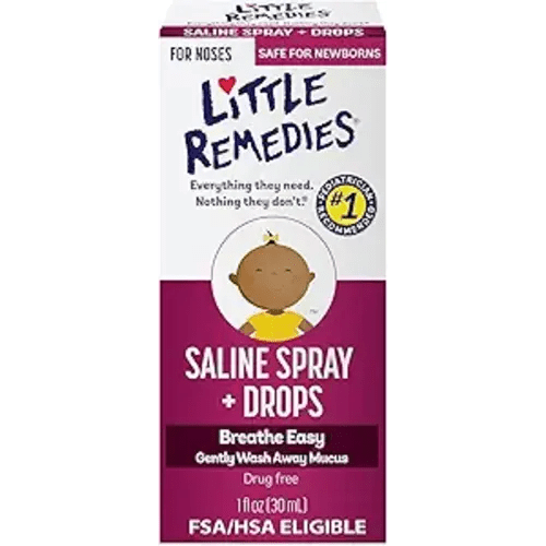 Little Remedies Sterile Baby Saline Nasal Spray and Drops, Safe for Newborns to Relieve Stuffy and Dry Noses, 1 Fl Oz