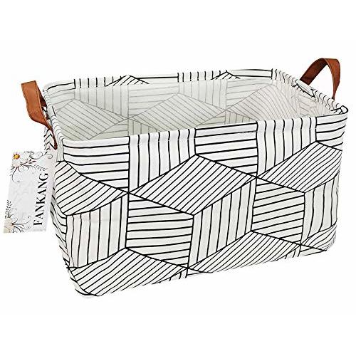 FANKANG Storage Basket,Nursery Hamper Canvas Laundry Basket Foldable with Waterproof PE Coating Storage, Office, Bedroom, Clothes,Toys (L, REC-Diamond)
