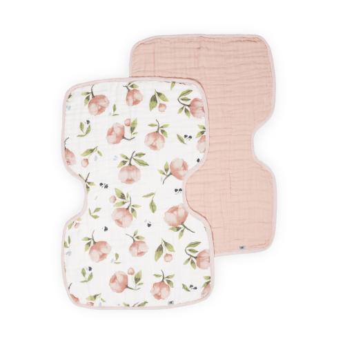 Organic Cotton Muslin Burp Cloth 2 Pack - Watercolor Floret + Rosie