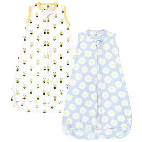 Hudson Baby Infant Girl Cotton Long-Sleeve Wearable Sleeping Bag, Sack, Blanket, Daisy Bee Sleeveless, 0-3 Months