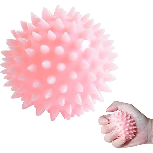 Soft Spiky Massage Ball 2.5in, Foot Massage Ball for Plantar Fasciitis, Gentle Therapy Ball for Mouse Hand Relief, for Office Workers, Yoga, Seniors (Pink)