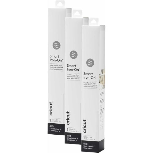 Cricut Smart Iron On, White, 3-Pack of 3ft Rolls (13"x36") Heat Transfer Vinyl for Maker & Explore Machines- Matless Cutting for Long cuts up to 12ft