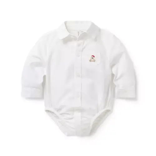 Baby White The Holiday Bear Oxford Baby Bodysuit by Janie and Jack