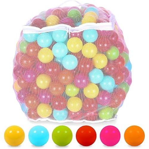 BalanceFrom Play Pit Balls Toy Set for Kids with Mesh Bag, Rainbow or Pastel Colors – Crush-Proof Plastic for Ball Pits, Playhouses, Bounce Houses, Pools, Tents, and Birthday Parties