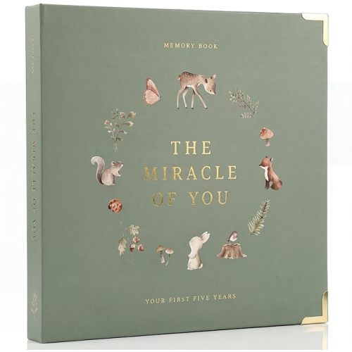 Keepsake Baby Memory Book for Boys and Girls – Timeless First 5 Year Baby Book – Neutral Journal Scrapbook or Photo Album - Record a Milestone for Every Event from Birth to Age 5