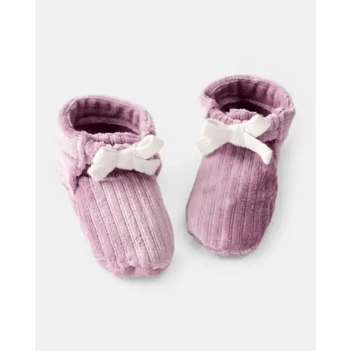 Baby Girl Velour Rib Booties - Pink  | Carter's
