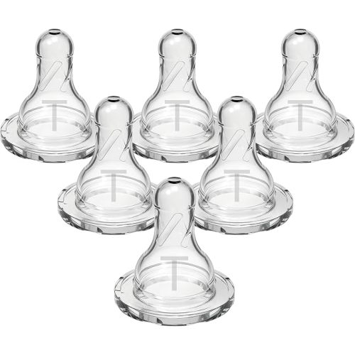 Dr. Brown’s Natural Flow Level T Narrow Baby Bottle Silicone Nipple, Slower Flow, 0m+, 100% Silicone Bottle Nipple, 6-Pack