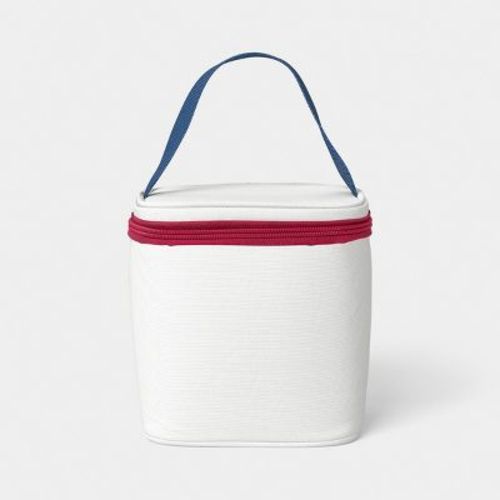 4 Cans/3.1 qt Soft Sided Personal Cooler Red /Cream/Blue - Sun Squad™