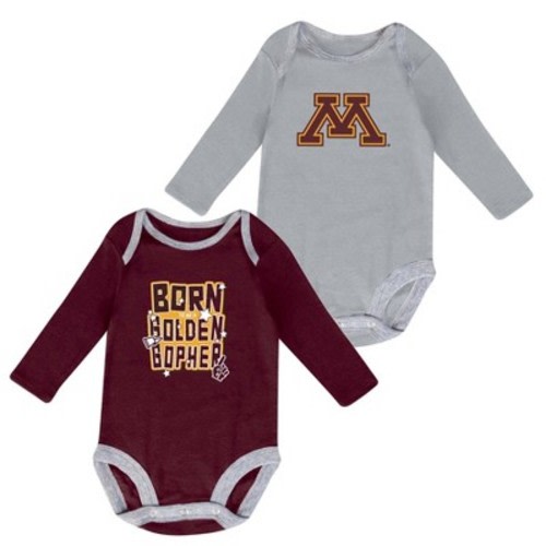 NCAA Minnesota Golden Gophers Boys' 2pk Long Sleeve Bodysuit - 0-3M: Baby Apparel