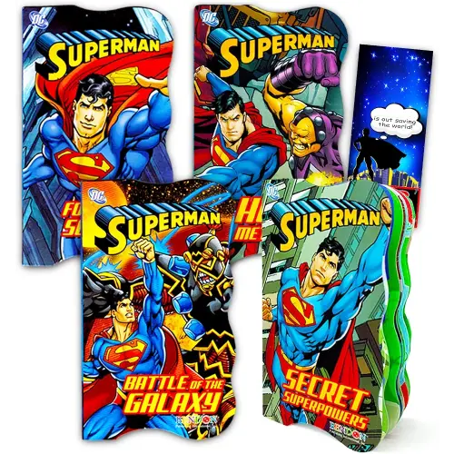 DC Comics Superman Board Books for Kids, Toddlers | Superman Bedtime Storybooks (Bundle Set of 4 Superhero Shaped Board Books with Door Hanger)