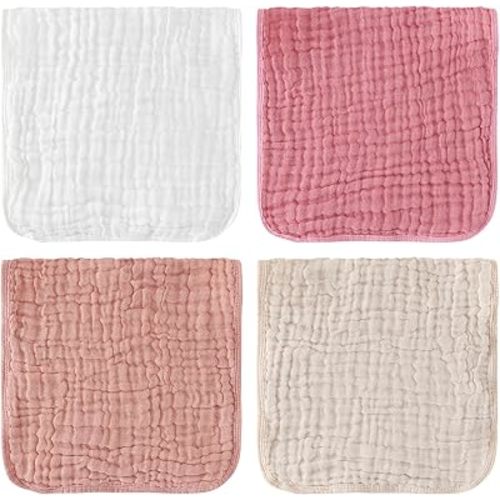 Baby Muslin Burp Cloths Cotton Newborn Essentials Washcloths 4 Pack