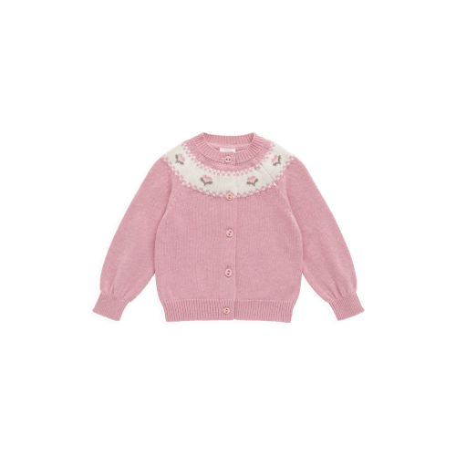 Annette Cardigan - Annette Jacquard - Pink Flutter Marle – Jamie Kay USA