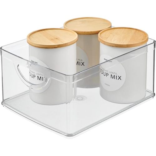 iDesign Plastic Stackable Kitchen Cabinet Storage Bin, Clear