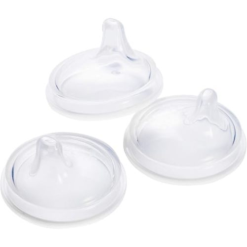 Boon Nursh Silicone Sippy Cup Lid - Convertible Transitional Sippy Spouts for Nursh Baby Bottles - Sippy Cup Lids for Babies - Baby Feeding Supplies - Ages 6 Months and Up - 3 Count
