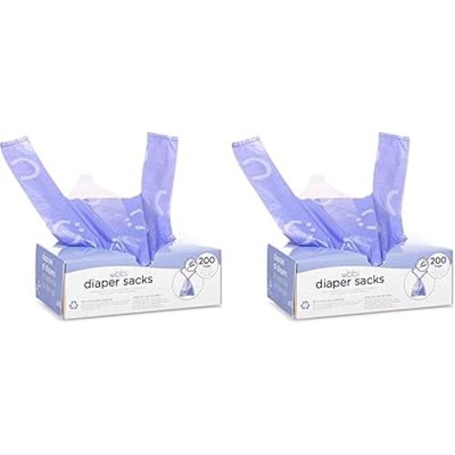 Ubbi Disposable Diaper Sacks, Lavender Scented, Easy-To-Tie Tabs, Diaper Disposal or Pet Waste Bags, 200 Count (Pack of 2)