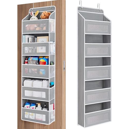 JARLINK Over the Door Organizer for Bedroom, Pantry, Bathroom, 5 Shelf Grey