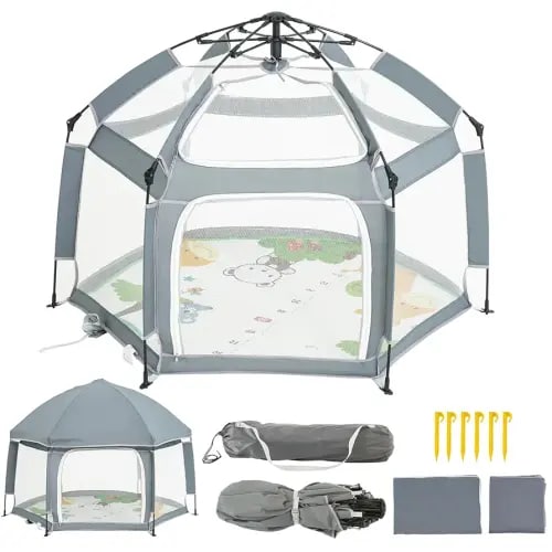 Baby Playpen with Mat - Play Pen for Babies and Toddlers with Balls - Playards with Mat and Accessories - Sport Playpen - Discover Your Child's Talents