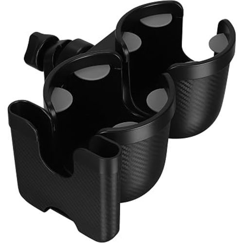 Accmor Stroller Cup Holder with Phone Holder, Bike Cup Holder, Universal Cup Holder for Uppababy Nuna Strollers, 2-in-1 Drinks Holder for Walker, Wheelchair, Scooter