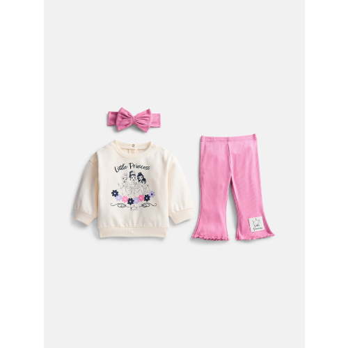 Disney Princess Baby Girls Crewneck Sweatshirt, Leggings and Headband Set, 3-Piece, Sizes 0/3M-24M