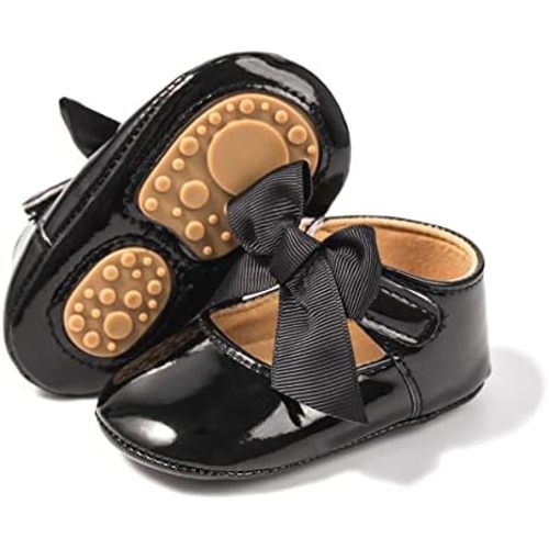 KIDSUN Infant Baby Girls Mary Jane Shoes Non-Slip Rubber Sole Ballet Slippers Princess Dress Wedding Shoes Newborn Crib Shoes First Walkers Shoes