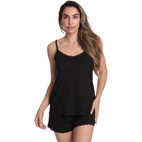 Just Love Womens Solid Ribbed Pajama Short Set - PJ Sets for Women 7005-BLK-S