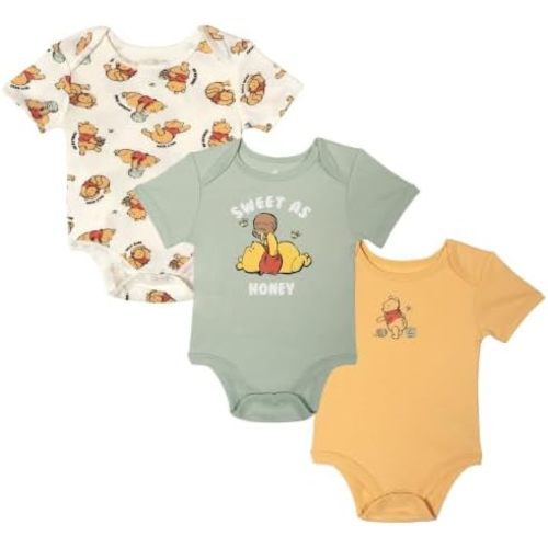 Disney Baby 3-Pack Short Sleeve Bodysuits Newborn to Infant
