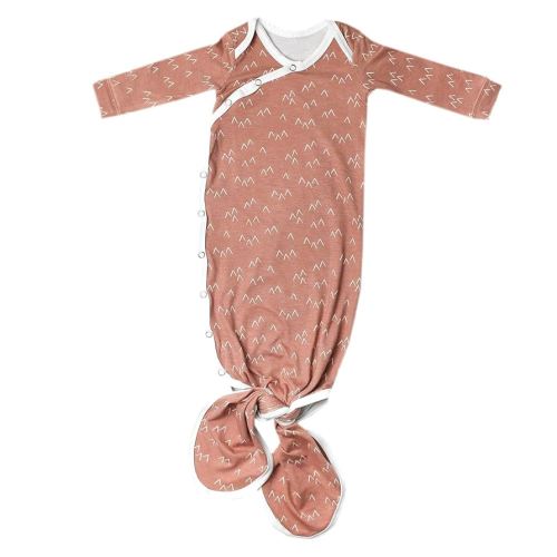 Copper Pearl Baby Gown - Knotted Newborn Sleepers for Baby Boy and Girl, Soft Stretchy Long Sleeve Infant Gowns with Bottom Tie and Hand Mittens, Perfect Hospital Coming Home Outfit (Rocky)