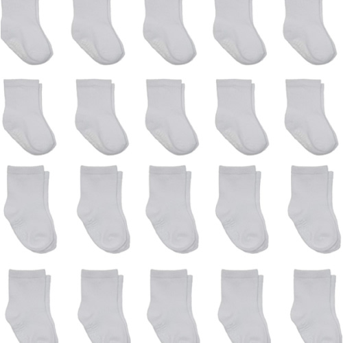 Little Me 20-Pack Newborn Baby Infant & Toddler Unisex Socks, 0-12/12-24 Months, Assorted Size Pack, White
