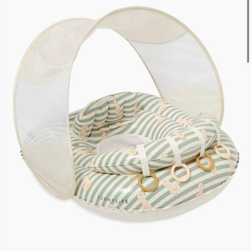 Sunnylife Duck Sage Stripe Interactive Baby Float | Saks Fifth Avenue