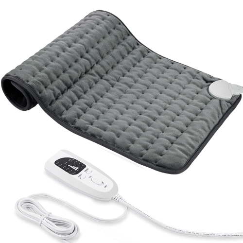 Electric Heating Pad with Controller, 6 Heat Settings with Auto Shut off, 12" x 24" Dark Gray