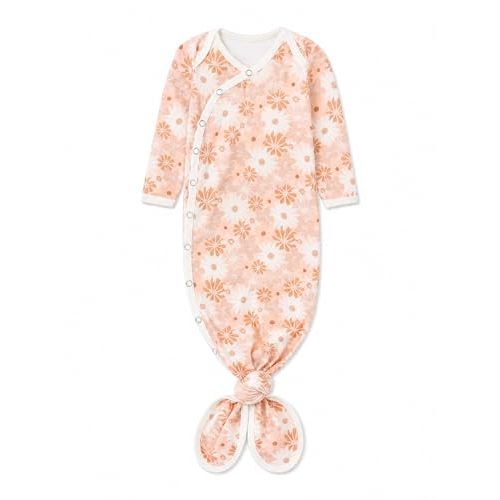 Copper Pearl Baby Gown - Knotted Newborn Sleepers for Baby Boy and Girl, Soft Stretchy Long Sleeve Infant Gowns with Bottom Tie and Hand Mittens, Perfect Hospital Coming Home Outfit (Penny)