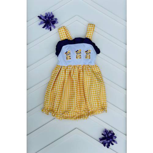 LSU Baby Girl Embroidered Romper Purple and yellow Geaux Tigers (Football season 2024) baby shower, Baby and Toddler Birthday Gift .