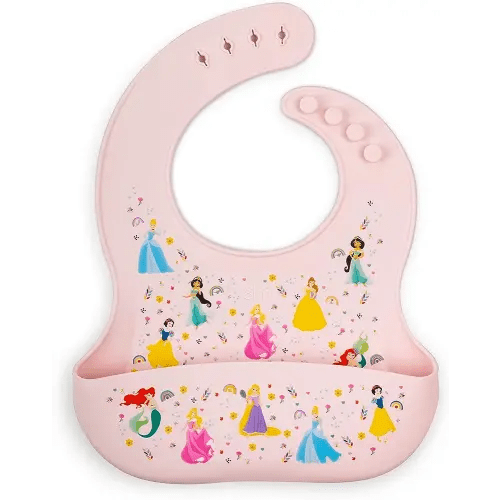 Simple Modern Disney Silicone Bib for Babies, Toddlers | Lightweight Baby Bibs for Eating with Food Catcher Pocket | Soft Silicone with Adjustable Fit | Bennett Collection | Princess Rainbows