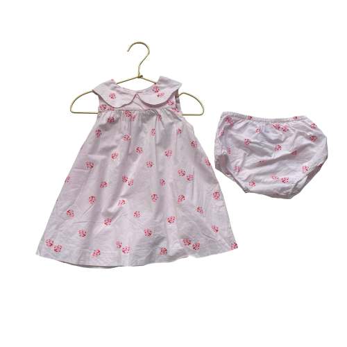 Jacadi Pink Ladybug Print Dress & Bloomers - Size 18 Mo