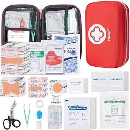 PTEROMY 300 Piece First Aid Kit, Portable Small Emergency Kits Compact 1st Aid Kit with Hard Storage Case for Car, Travel, Home, Camping, Outdoor, Hiking