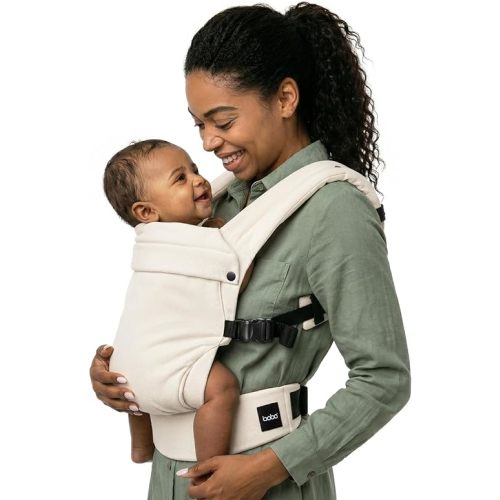 Boba Auri Baby Carrier Newborn to Toddler - 100% Cotton Premium Newborn Carrier, 3 Ergonomic Positions (Front in/Front Out/Back), “M”-Position Baby Carriers with Adjustable Seat (7-45 lbs) - Oat