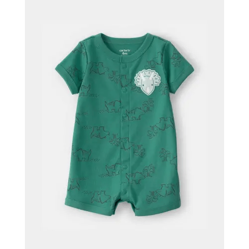Baby Boy Dinosaur Short-Sleeve Romper - Green | Carter's
