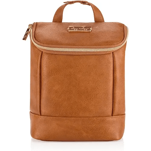 Itzy Ritzy Insulated Bottle Bag – Keeps Bottles Warm or Cool - Holds 3 Bottles & Features Interior Pocket for Ice Pack (Not Included), Cognac