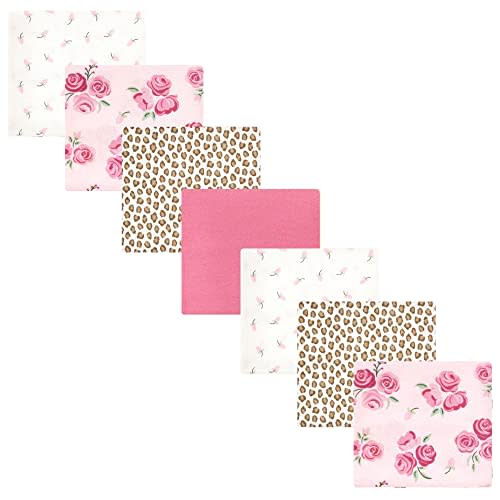 Hudson Baby Unisex Baby Cotton Flannel Receiving Blankets Bundle, Blush Rose, One Size