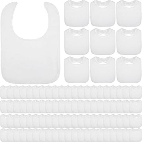 Toulite 10 Pcs White Bibs for Baby Washable Reusable Waterproof Cotton Feeder Bibs with Double Sided Design