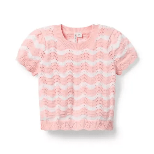 Girl Pink Guava Stripe Striped Sweater Top by Janie and Jack