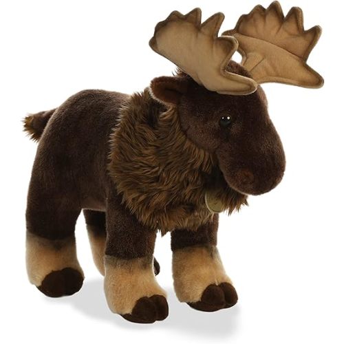 Aurora® Adorable Miyoni® Moose Stuffed Animal - Lifelike Detail - Cherished Companionship - Brown 14 Inches