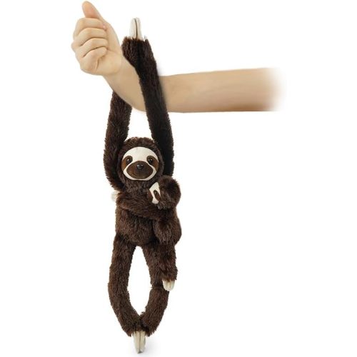 2pcs Sloth Hanging Stuffed Animal Mother with Baby Hanging Plush Toys, Three-Toed Sloth Hooks and Stuffed Animals with Rings for Kids, Gifts for Boys and Girls