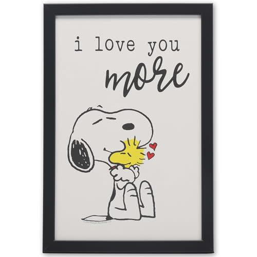 Peanuts Snoopy and Woodstock I Love You More Framed Wood Wall Decor - Adorable Snoopy Picture for Home Decorating