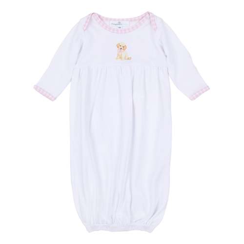 Sweet Golden Gathered Gown - Pink