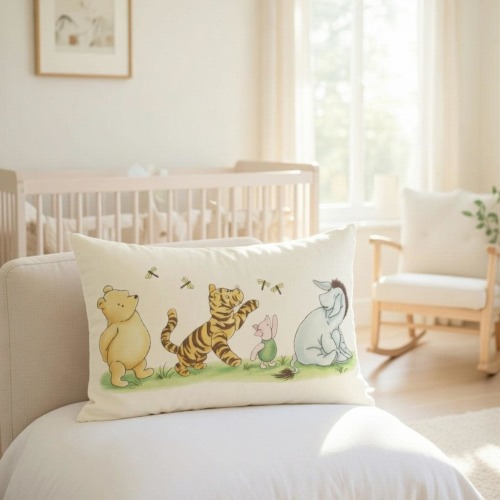 Classic Winnie the Pooh Pillow Sham, Tigger Piglet Eeyore Bedding, Disney Nursery Decor, 100% Cotton Pillowcase, Hundred Acre Wood Baby Gift