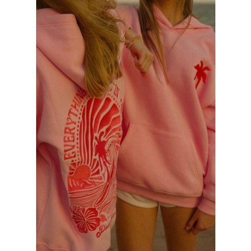 "Everything Comes in Waves" Hoodie in Pink