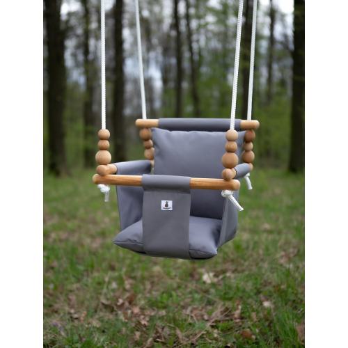 Baby Swing, Schaukel, Indoor Outdoor, Kinderschaukel, Balançoire, Fabric High Back Swing, Babygift, Birthday Gift, Handmade Toy Dark Grey